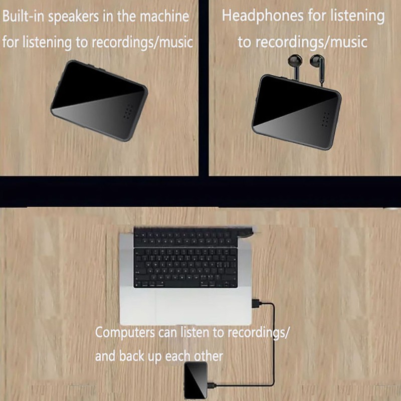 Small Voice Recorder 70H Battery Time USB C Charging HD