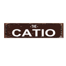 THE CATIO Sign Funny Street Sign Novelty Sign for Door Name Plate Plaque Home Patio Garden Bar Farm House Garage Wall Decor Metal Tin Sign Brown 16 x 4 Inch