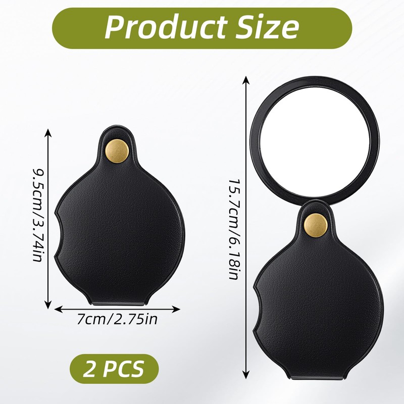 2 Pcs 20X Pocket Magnifying Glass, Rotating Folding Mini Magnifier