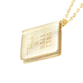 Spinningdaisy Handcrafted Once Upon A Time Book Necklace Gold