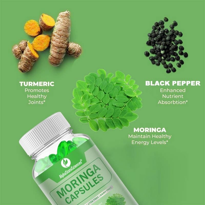 AlphaStateSciences Mighty Organic Moringa: Immune Boosting Capsules with Turmeric &
