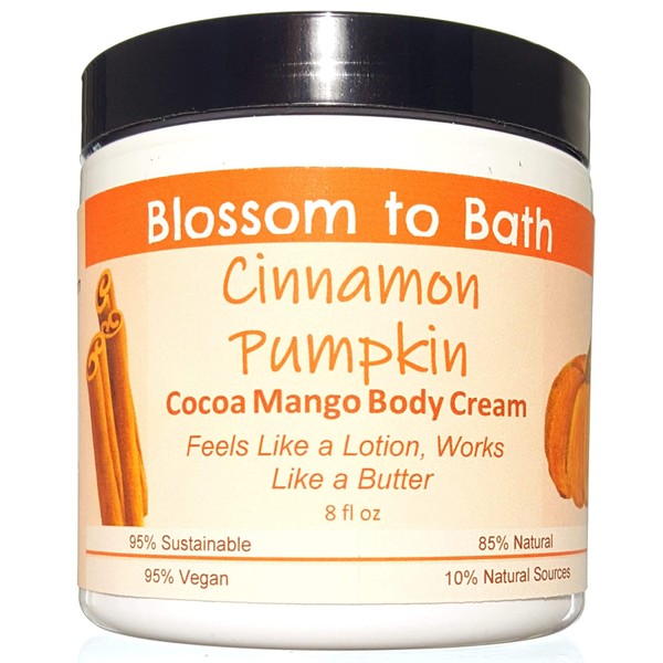 Blossom to Bath Cinnamon Pumpkin Cocoa Mango Body Cream (8 Ounce) - Phthalate Free Fragrance - Feels Like A Lotion And Works Like A Butter with a Warm Spicy Vanilla Scent