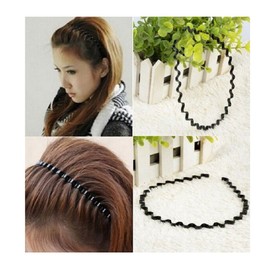 Interesting® Fashion Men Women Unisex Black Metal Alloy Wavy Hair Head Hoop Band Sport Headband Hairband Headwear