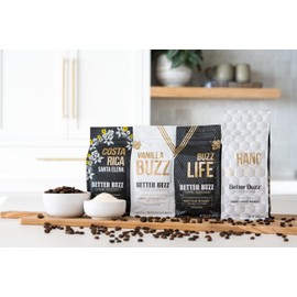 Better Buzz Best Drink Ever Home Carry Kit 30oz., 10oz. Medium Roast Whole Bean Coffee (Buzz LIfe), 20oz. Vanilla Coffee Creamer Powder (Vanilla Buzz)