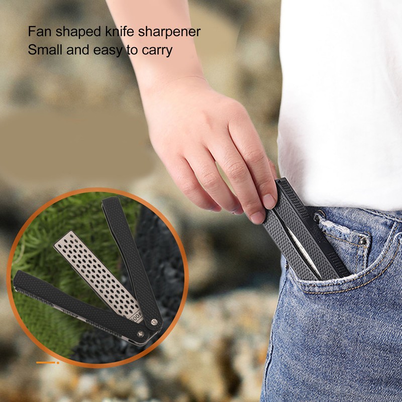 Knife Sharpener Foldable Fan Shaped Adamas Material Lightweight Portable Knife