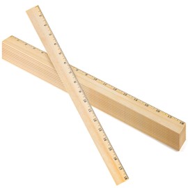 Tellegloww 12 Packs Wooden Rulers 18 Inch with Single Metal Side Bulk Inches Centimeter Metric Measuring Rulers for Students School Office Supplies