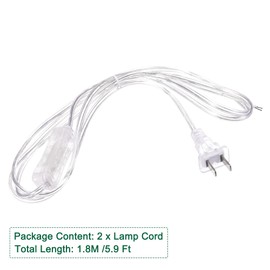 MECCANIXITY Lamp Cord with On/Off Switch Power Wire 1.8M/6ft Clear Replacement Lamp Repair Part 2Pcs