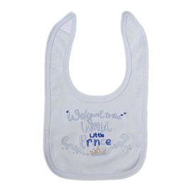 Baby Boys Girls 100% Cotton Welcome To The World Little Prince Stick on Fastening Bibs Blue Single Bib