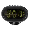 Luminous Clock Car Thermometer Temperature Display Voltage Monitor 12/24H Black