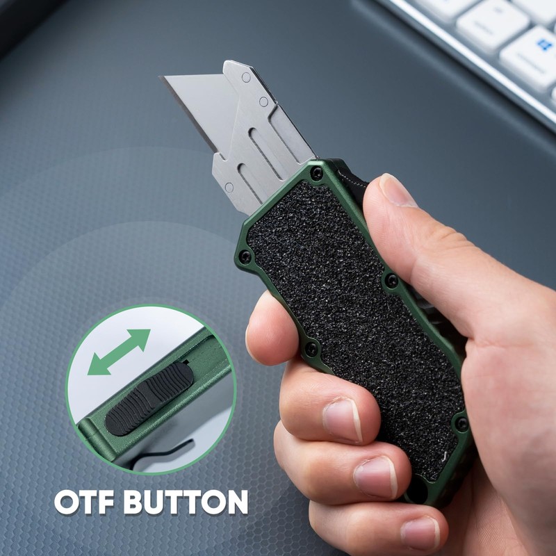 XXV Otf Aluminum Alloy Utility Knife, Retractable Box Cutter,Cute Heavy