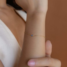 Birthstone Bracelet Dainty Gold Bracelet for Women Gold Charm Bracelet Colorful Crystal Stone Bracelets Cute Charm Bracelets for Women Trendy Birthday Gifts