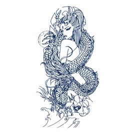 Jagua Tattoo Tattoo Stickers, 2 Weeks Disappearing Henna Tattoo Real Beauty Angel Mermaid Angel (gz119)