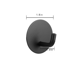 EYAKEG 2 Pcs Adhesive Hooks Heavy Duty Waterproof in Shower Hooks for Hanging Loofah, Towels, Clothes, Robes for Bathroom Removable Adhesive Wall Hooks Door Hook Stainless Steel Black Stick on Hooks