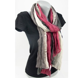 Gloop Women's Scarf Light Long Scarf with Colour Gradient Various Colours, Dark red, beige, dark grey