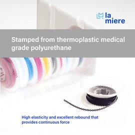 LA MIERE 1 Roll Orthodontic Rubber Chains, Braces Power Chains consisted force in closed, short, long 15'' spools (short, 0.136’’(3.3mm), Deep Black)