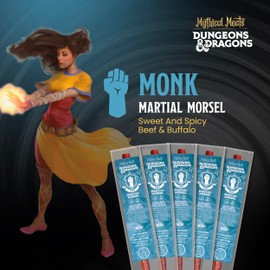 Mythical Meats Dungeons & Dragons Martial Morsel (Monk) - 12 Jerky Sticks - Sweet and Spicy Beef & Buffalo Stick, Gluten Free, MSG Free