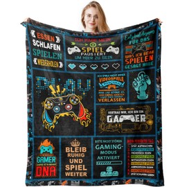 Jinmaple Gamer Gift, Gamer Gift, Brother Gift, Gifts for Gamer/Gamer/Brother, Brother Gift, Gaming/Gamer Decoration, Cool Things/Gifts, Teenager, Gameboy Blanket 150 x 130 cm
