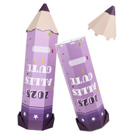 School Cone, Sibling School Cone, Pencil Shape, School Cone with Name, 3D Craft School Cone Corrugated Cardboard, 41 cm Gift Packaging for Beginners of School, Cardboard Box for School Materials for