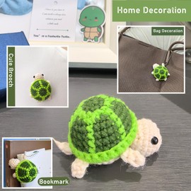 Mini Crochet Green Turtle Bookmark, Positive Crochet Animals Emotional Support Crochet with Funny Bookmark Gifts for Women Kids