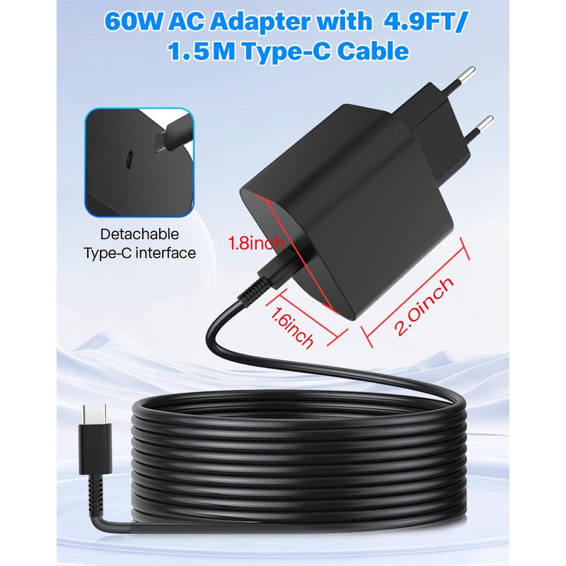 Netzteil für Switch 2/Switch, 60W 1.5M AC-Adapter Schnellladung Switch Charging