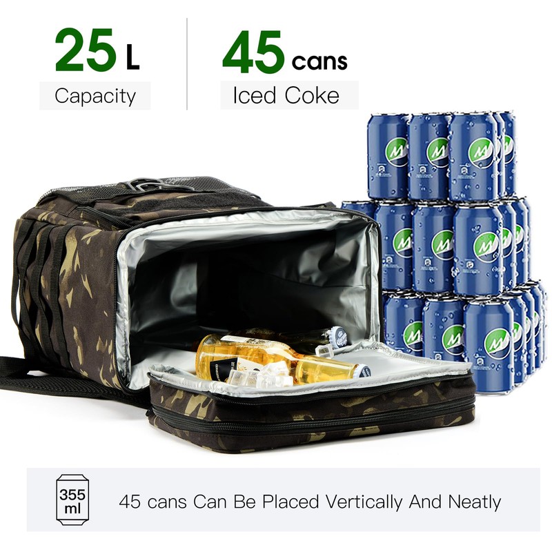 UMUFUKA Double Insulated Backpack Cooler, 35L Capacity, Camo Black, Tactical