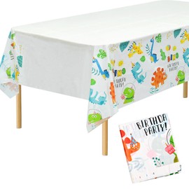 volumoon Pack of 2 Tablecloths, Waterproof Plastic Tablecloth, Disposable Plastic Tablecloths, Cute Table Decoration, for Indoor and Outdoor Picnic, Children, Birthday, Baby Shower, 130 x 220 cm