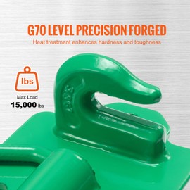 Happybuy 3/8" Tractor Bucket Hooks with Tie Down Ring, Grade 70 Forged Steel 2-Pack Bolt-On Grab Hooks with Back Plates, Compatible with Tractor Bucket, Maximum Break Strength 15,000 lbs, Green