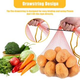 rhsaae Thickened Reusable Food Grade Produce Mesh Bags with Drawstring for Fruits Veggies, 19.69IN Seafood Boil Bags for Cooking Clam Crab Shellfish Crawfish, Storage Net Bags for Onion Potato(10PCS)