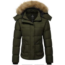 wantdo Women's Winter Parka Casual Warm Jacket with Hood (Army Green, Large)