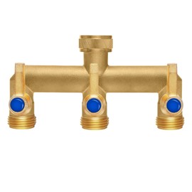 Brass Garden Hose Splitter, 3 Way Hose Splitter, Outdoor Hose Splitter, Outlet for Regulating and Shutting Off Water Flow