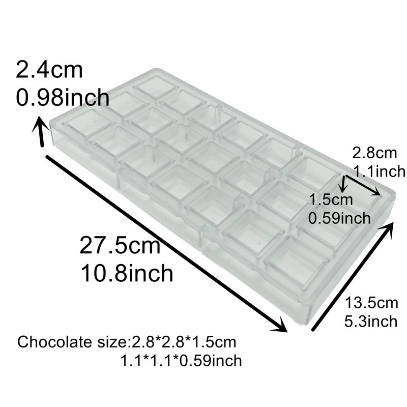 Goldbaking Square Chocolate Making Mould Polycarbonate Chocolate DIY Mold 21