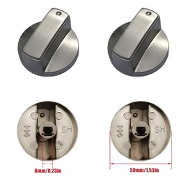 YANWANDEFA 4 Pcs 6MM Gas Hob Knobs Silver Cooker Hob Knobs Universal Gas Stove Knobs Metal Gas Hob Switch for Kitchen Cooker Gas Stove Oven Cooktop