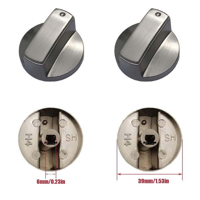 YANWANDEFA 4 Pcs 6MM Gas Hob Knobs Silver Cooker Hob