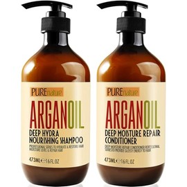 Juego de champú y acondicionador de aceite de argán, cuidado marroquí sin sulfato con queratina, para cabello rizado, liso, seco y dañado, hidratante,