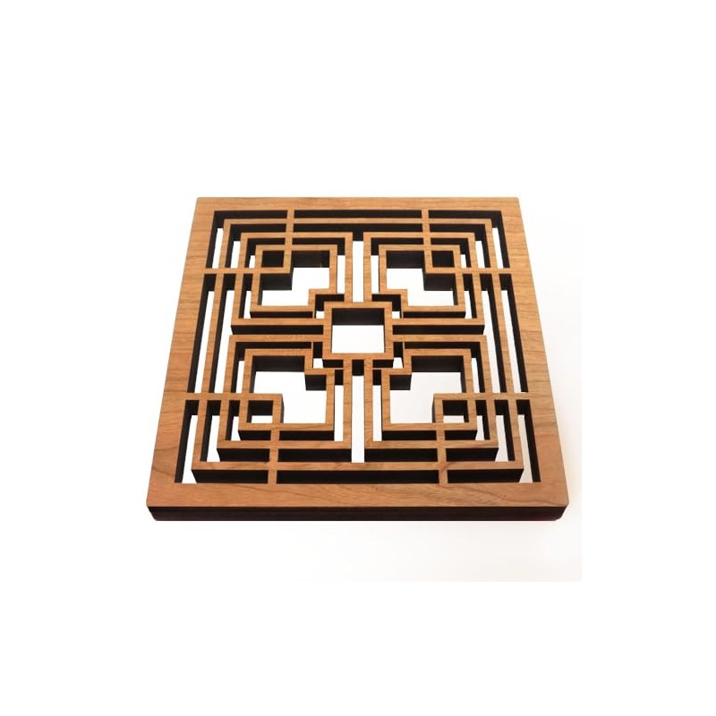 Frank Lloyd Wright Storer Textile Block Hardwood Trivet and Wall
