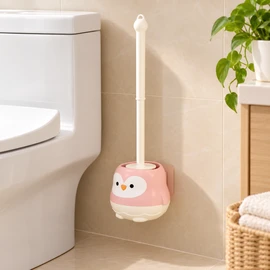Penguin Toilet Brush Set for Bathroom Cleaning – Wall-Mounted Long Handle Brush with Holder for Toilet & Home Use