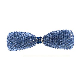 Large Decorative Hair Clip Bowtie Rhinestone Crystal Hair Barrette, Blue