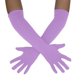 Sheface Men's and Women's 18" Spandex Long Gloves Stretchy Banquet Party Wedding Costume Gloves, Light Purple, One Size