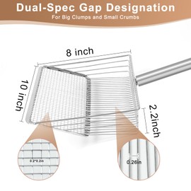 YUMEKA YUMEKA 10inch Large Chicken Poop Scooper,3-in-1 Detachable Tool (36 to 63 inches),Stainless Steel coop Scoop, Poop Shovel for Chicken Coop Accessories,Metal Litter Scoop,Chicken coop Cleaning Tools.