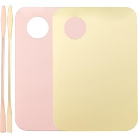 Set de 2 Placas Acrílicas para Mezclar Maquillaje con Espátula Base Líquida y Cosméticos, Formato Compacto y Ligero, Adecuado para Tomar Muestras, 2 Piezas Incluidas
