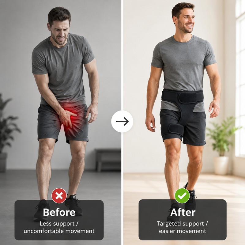 Groin Compression Wrap for Hip & Thigh Support – Adjustable