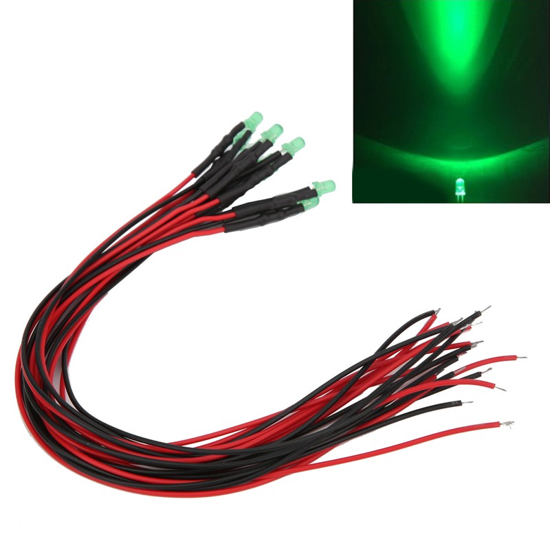 100Pcs LED Pre Wired LightEmitting Diode 12V Round Head High