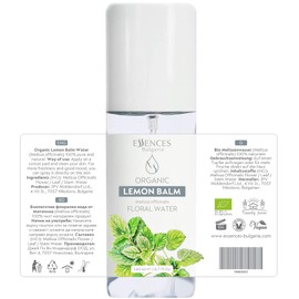 Essences Bulgaria Organic Melissa Floral Water 4.7 Fl Oz | 140ml | for Oily, Acne Prone Skin | Balancing Facial Toner | Excellent Aftershave | 100% Pure and Natural