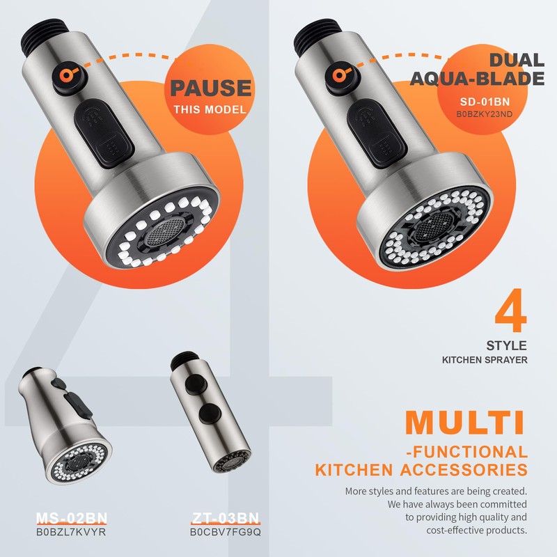 TIORIY with 15 Adapters Pull Down Kitchen Sink Faucet Head