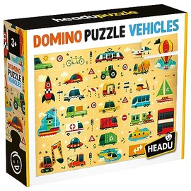 Headu Domino Puzzle Vehicles, Educational Toys for Boys and Girls Ages 3-99 Years Old, Preschool Learning Toys, Teacher Homeschool Supplies, Birthday