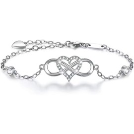 QUADRI Women's Infinity Symbol Bracelet with Zirconia - Gift Idea Infinity Love Bracelets for Christmas Birthday Valentine's Day - Length 18.30 cm + 2 cm Extensions, Silver