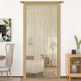 HSYLYM - Cortinas para puerta con flecos tipo espaguetis densos (100 x 200 cm), para dividir habitaciones, para sala, Ecru, 100x200cm, 1