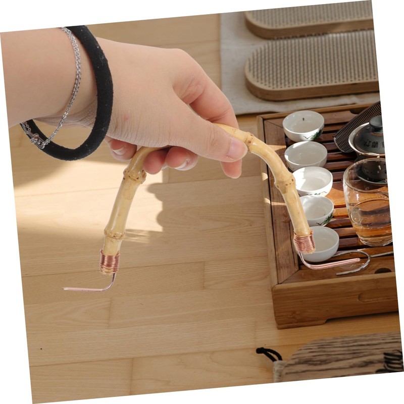 COLLBATH Ergonomic Bamboo Teapot Handle Set Heatproof Sturdy Easy to
