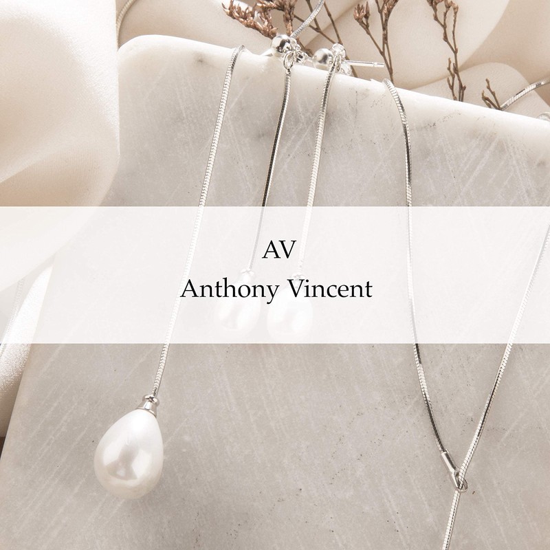 Anthony Vincent Collar Dije Perla Blanca Estilo Mallorca Tamaño 10
