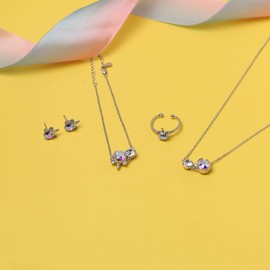 AOBOCO Sterling Silver Aurora Unicorn Bracelet Embellished with Crystals from Austria, 7" + 2", Christmas Anniversary Birthday Unicorn Jewelry Gifts for Unicorn Lovers Daughter Girlfriend